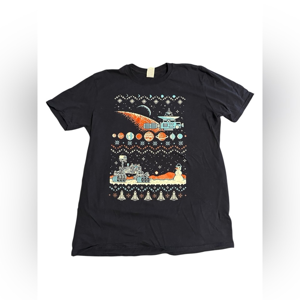 Gildan Navy Graphic Tee with Space Motif